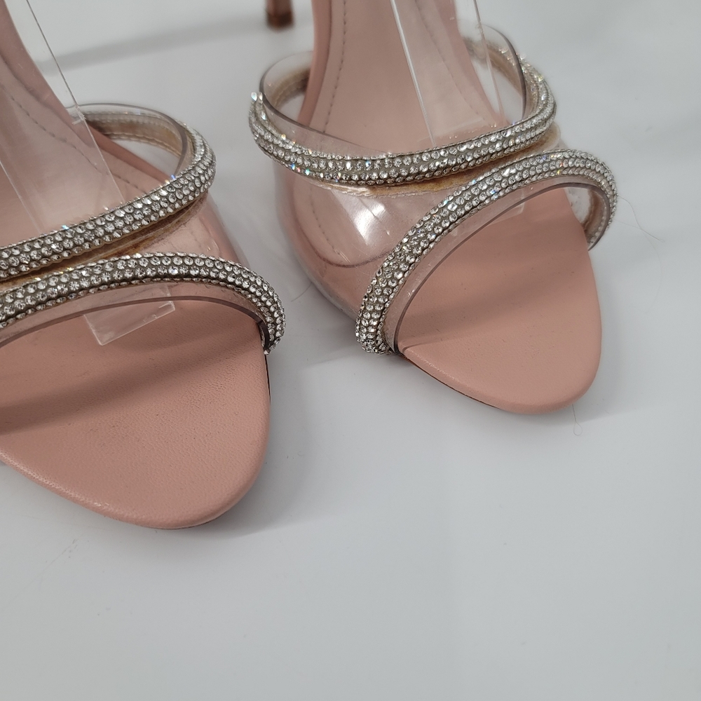 Schutz Louise Crystal PVC Strappy Sandals Size 7.5 Rose Pink - Picture 3 of 12